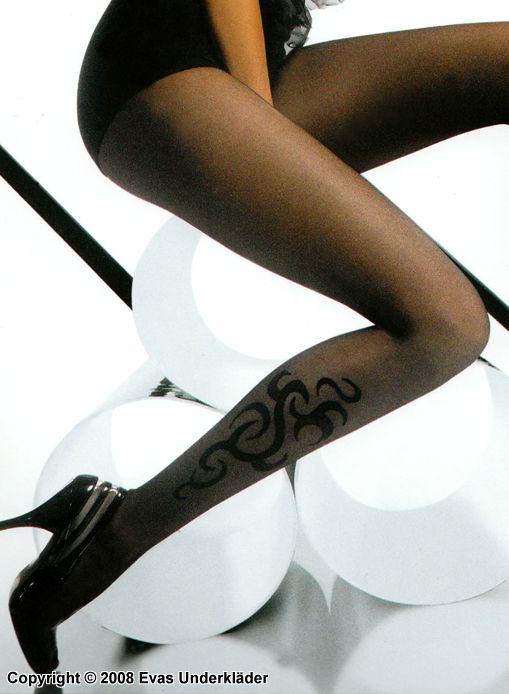 Strumpbyxa med tatueringmönster